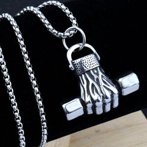 ❤️Fashion Retro Fitness Gym Dumbbell Pendant Necklace for women/menN9020P128